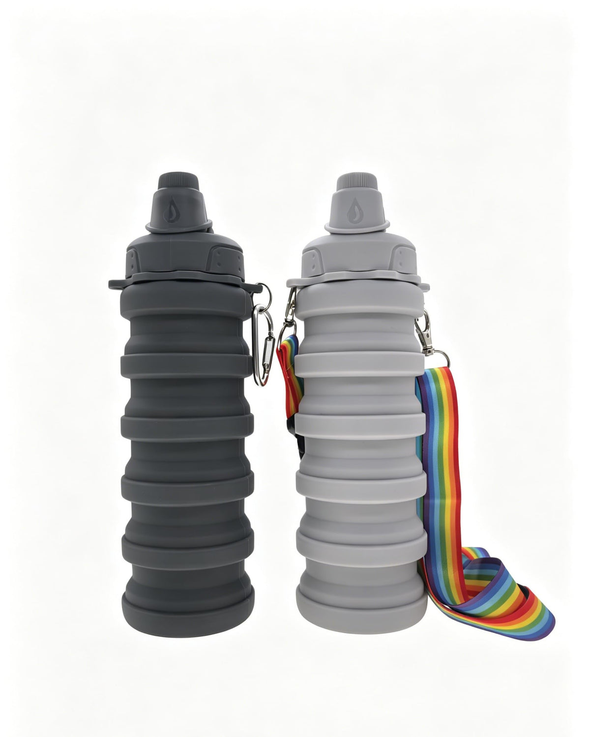 Silicone Collapsible Travel Water Bottles 17.6oz Dark Blue And Pink