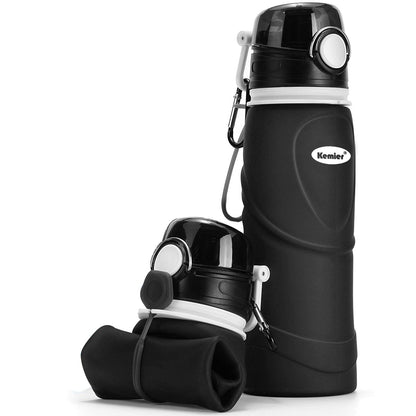 Collapsible Silicone Water Bottles-750ML,Medical Grade,BPA Free Travel Water Bottle Can Roll Up,26oz,Leak Proof Foldable Sports & Outdoor Water Bottles