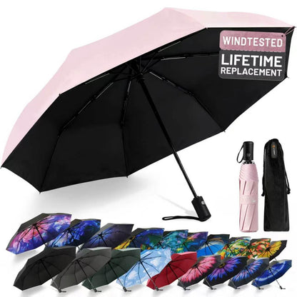 SY COMPACT Travel Umbrella - Windproof Automatic Compact Umbrellas for Rain