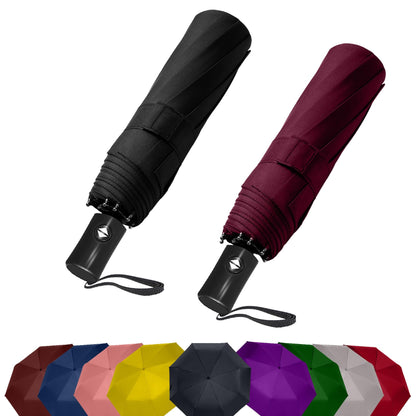 SIEPASA Compact Travel Umbrella - Windproof Auto Open/Close, Small Folding Umbrella for Rain - Lightweight & Durable with Fiberglass Frame, Waterproof Canopy - Fits Backpack, Purse, Suitcase. (Black)