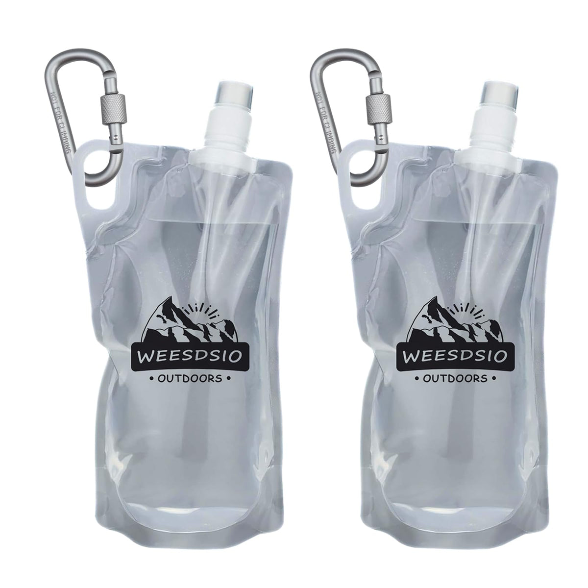 5-Pack 1L Hiking Collapsible Water Bottles with Mountaineering Buckle (Not Suitable for Climbing) BPA-Free Foldable Backpacking Water Bottle for Camping Hiking Running Cycling Mountaineering