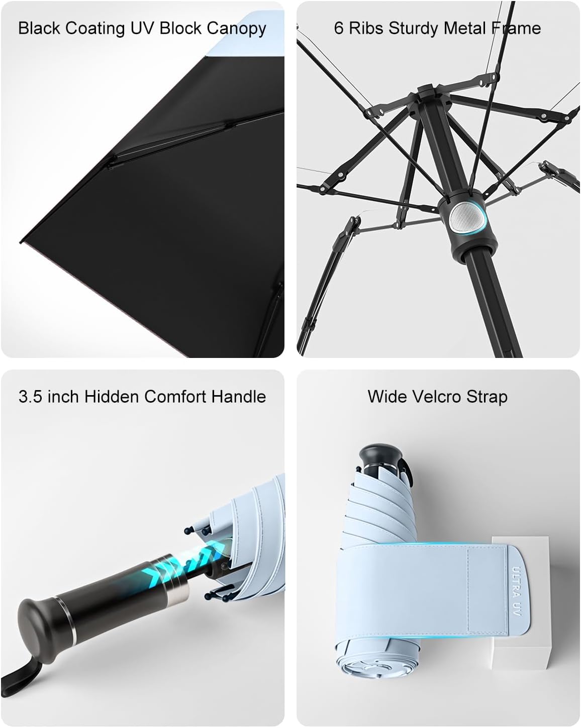 Mucat Mini Travel Umbrella with Retractable Handle
