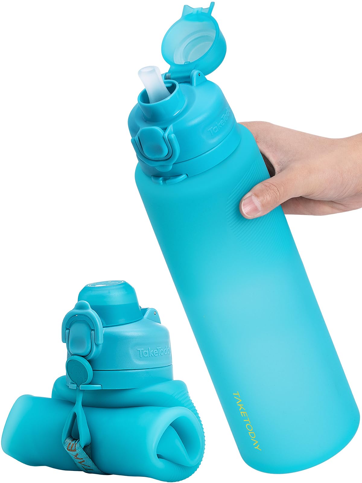 TakeToday Collapsible Water Bottles, Foldable for Travel, 32oz, Purple
