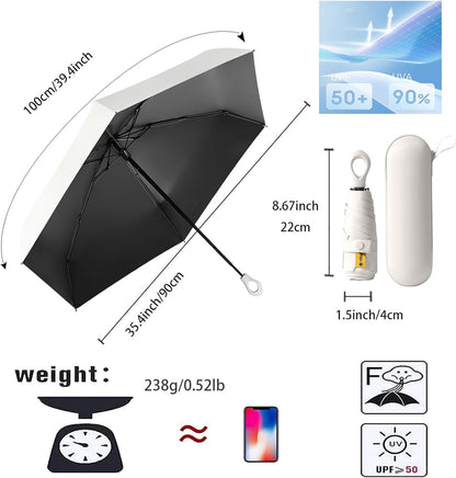 Mini Sun Travel Folding Umbrella Ring handle UPF 50 Men Women Kids