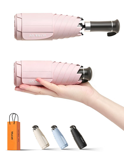 Mucat Mini Travel Umbrella with Retractable Handle