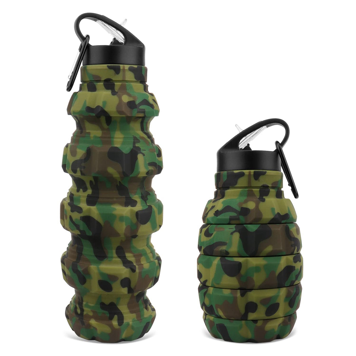 QiCheng&LYS Collapsible Water Bottle Sports Bottle 19.5OZ/580ml Travel Water Bottle for men women kids. BPA Free Food Grade Silicone. (Army green)