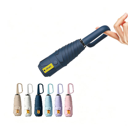erised's bifrost Mini Travel Folding Umbrella with Carabiner Handle for Women Men Kids/Lightweight Portable Compact/Small Parasol/UV Protection/UPF50+/6Ribs/Sun Rain/Fits in Pocket Car Purse