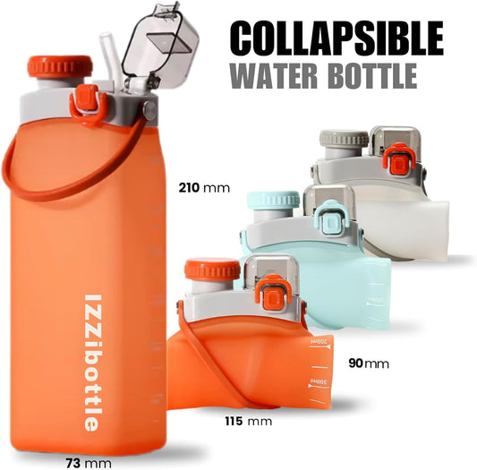 IZZI bottle Collapsible Lightweight Silicone Water Bottle (600ml, Blue) | BPA Free, Eco-Friendly, Medical Grade | Leakproof Bottle for Sports, Travel, Hiking, Gym, Outdoor Adventures and Daily Use