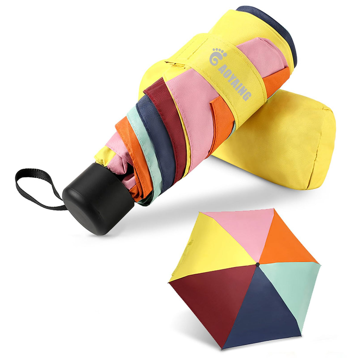 GAOYAING Compact Travel Umbrella with Case Sun&Rain Lightweight Small and Compact Suit for Pocket 34 Inches