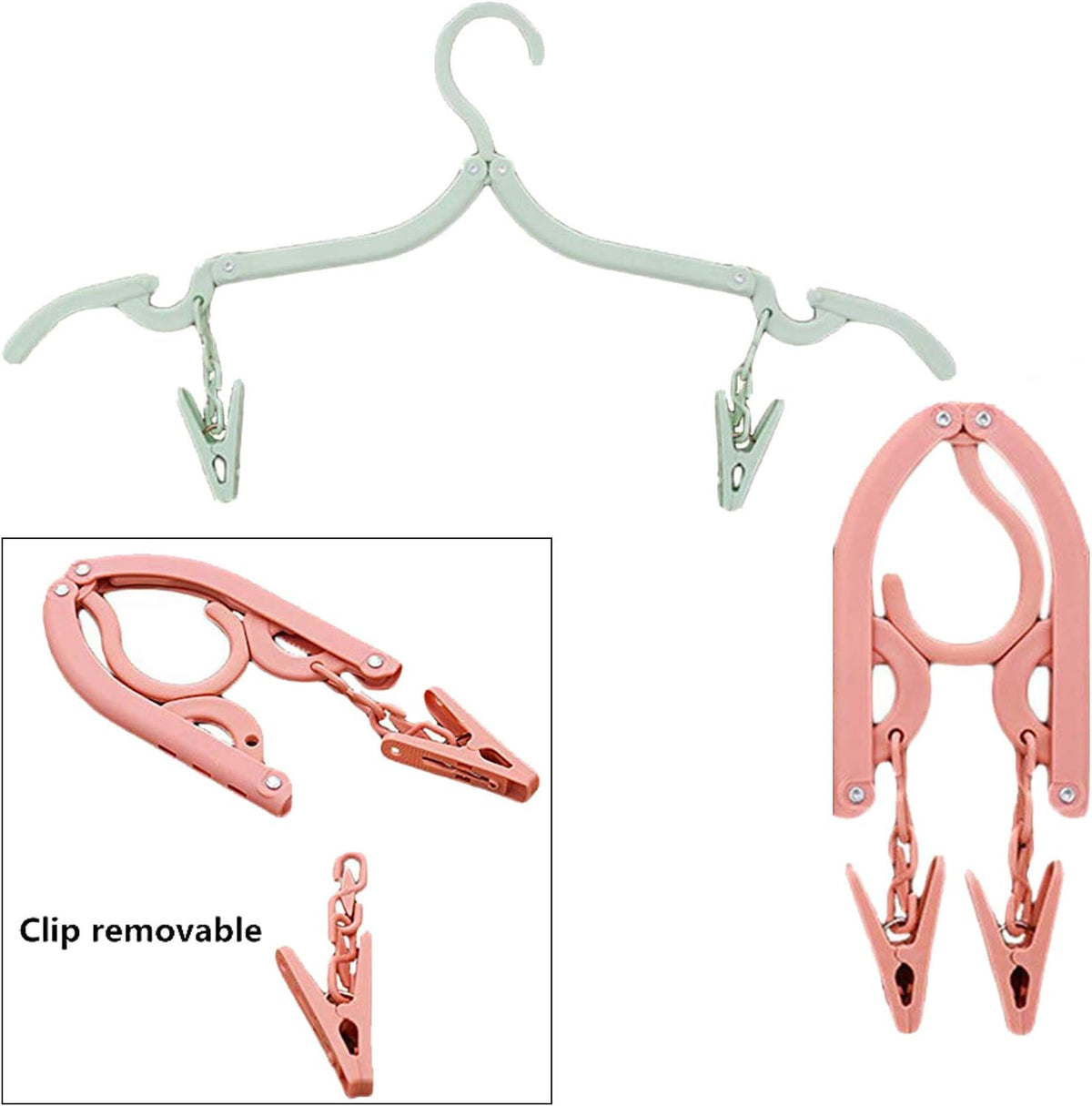 Foldable Multicolor Hangers12Pcs with 24Pcs Clips and 1Pcs Clothesline