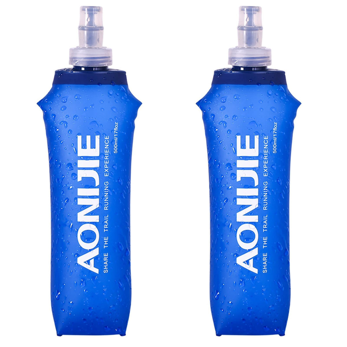 TRIWONDER TPU Soft Folding Water Bottles BPA-Free Collapsible Flask for Hydration Pack - Ideal for Running Hiking Cycling Climbing (250ml/8.45oz - Pack of 2)