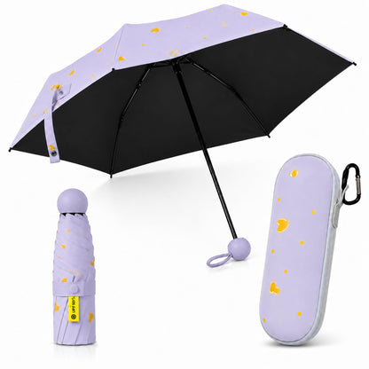 Mini Travel Umbrella, UPF 50+ Purse Umbrella with Case and Carabiner