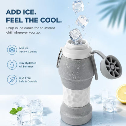 Petmaro Collapsible Water Bottles for traveling 20 oz (Grey)