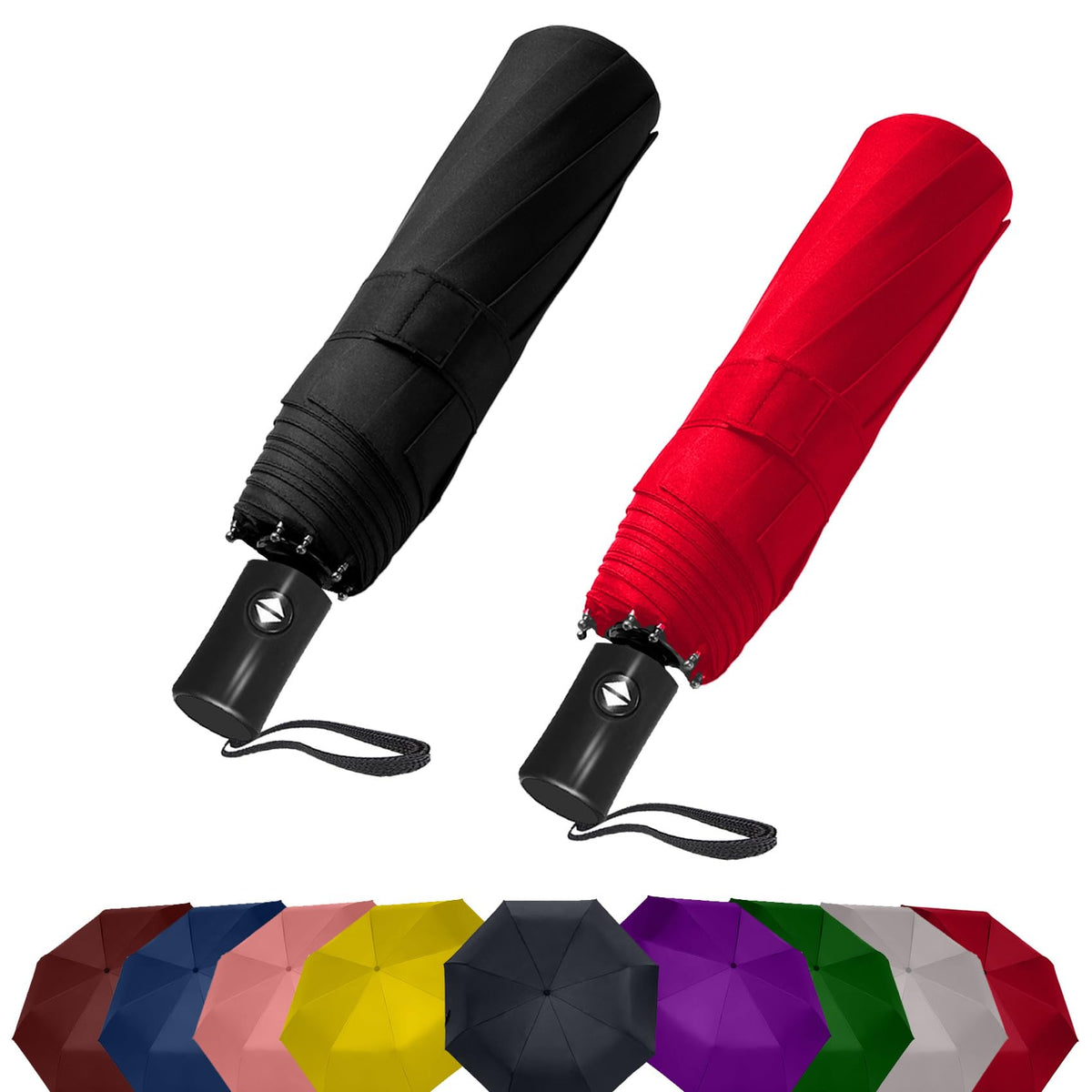 SIEPASA Compact Travel Umbrella - Windproof Auto Open/Close, Small Folding Umbrella for Rain - Lightweight & Durable with Fiberglass Frame, Waterproof Canopy - Fits Backpack, Purse, Suitcase. (Black)