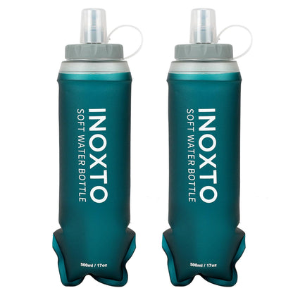 INOXTO Soft Flask,Collapsible Soft Water Bottles for Hydration Vests and Running Packs, Soft Flask Running Bottles for Hiking Cycling(250/500 ml) (2 PCS SMALL)