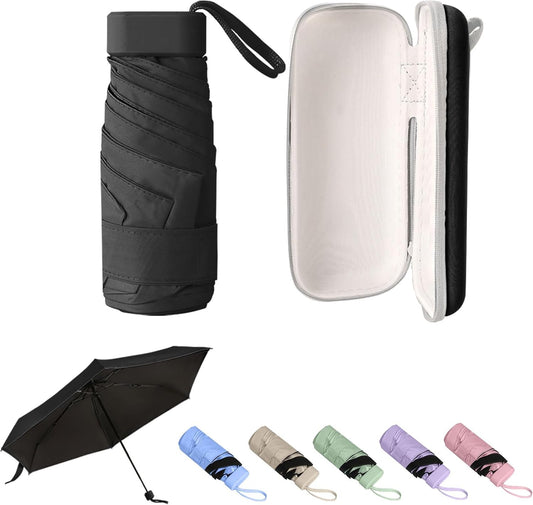 GUARAY Mini Umbrella with Case – Lightweight Folding Compact Travel Accessory, Small Sun Umbrella UV Protection for Girls, Kids & Adults, Fits in Purse Pocket Backpack
