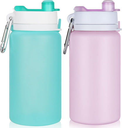 PLTCAT Collapsible Water Bottles, 19oz Foldable Silicone Travel Bottles