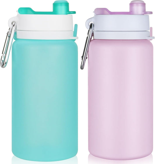 PLTCAT Collapsible Water Bottles, 19oz Foldable Silicone Travel Bottles