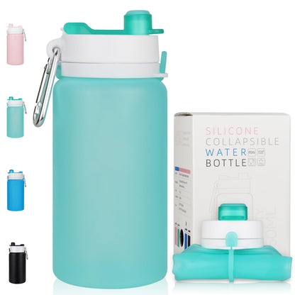 PLTCAT Collapsible Water Bottles, 19oz Foldable Silicone Travel Bottles