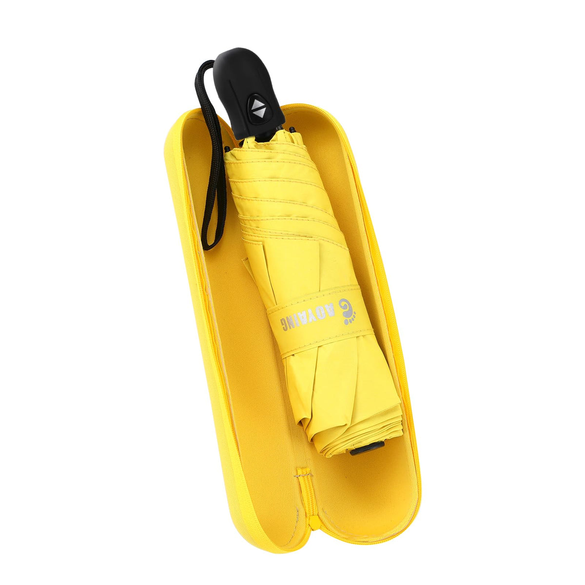 GAOYAING Compact Auto Travel Umbrella - 10.3" Folded, UPF 50+ UV Protection, Lightweight 9.3oz with Case