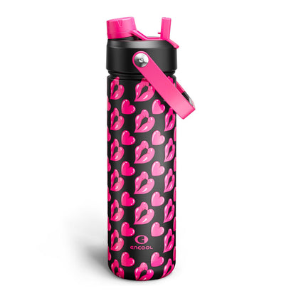 ENCOOL Insulated Water Bottle with Straw Stainless Steel Water Bottle, Leak-Proof, BPA-Free, Double Wall Vacuum Keeps Cold for 24 Hours for Sports, Travel, School (26 oz, Black Night)