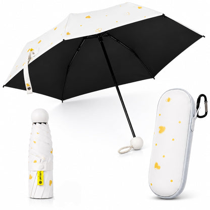 Mini Travel Umbrella, UPF 50+ Purse Umbrella with Case and Carabiner