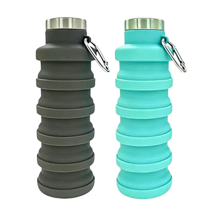 YCT Collapsible Water Bottle 17oz（500ml），Travel Portable Sport Water Bottle，Reusable Silicone Foldable Water Bottles for Gym Camping Hiking (Purple+Black)