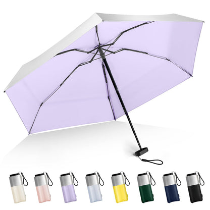 Mini Umbrella For Purse - UPF 50+ UV Blocker Sun Protection Umbrella, Small Micro Travel Parasol Design for Women, Black