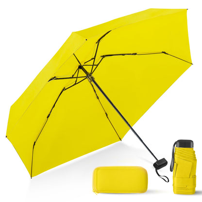 Mini Umbrella for Travel with Case Small Compact Sun Rain Tiny for Purse