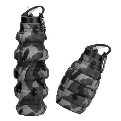 QiCheng&LYS Collapsible Water Bottle Sports Bottle 19.5OZ/580ml Travel Water Bottle for men women kids. BPA Free Food Grade Silicone. (Army green)