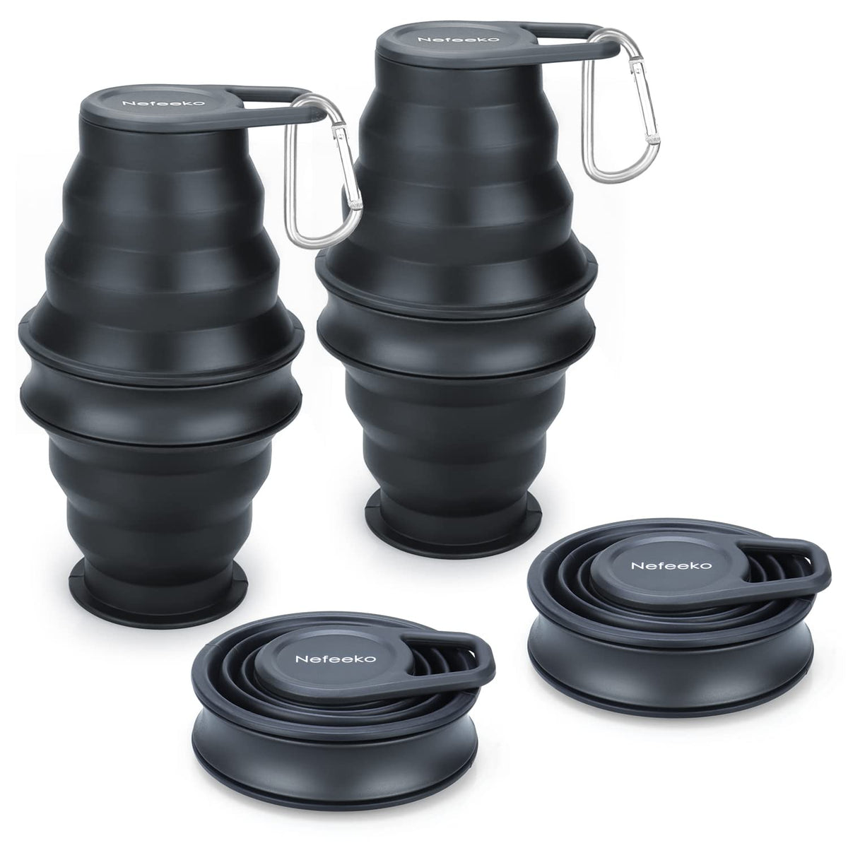Nefeeko Collapsible Water Bottle, BPA Free Silicone Foldable Water Bottles