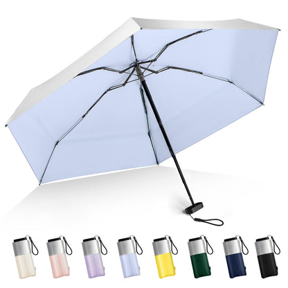 Mini Umbrella For Purse - UPF 50+ UV Blocker Sun Protection Umbrella, Small Micro Travel Parasol Design for Women, Black