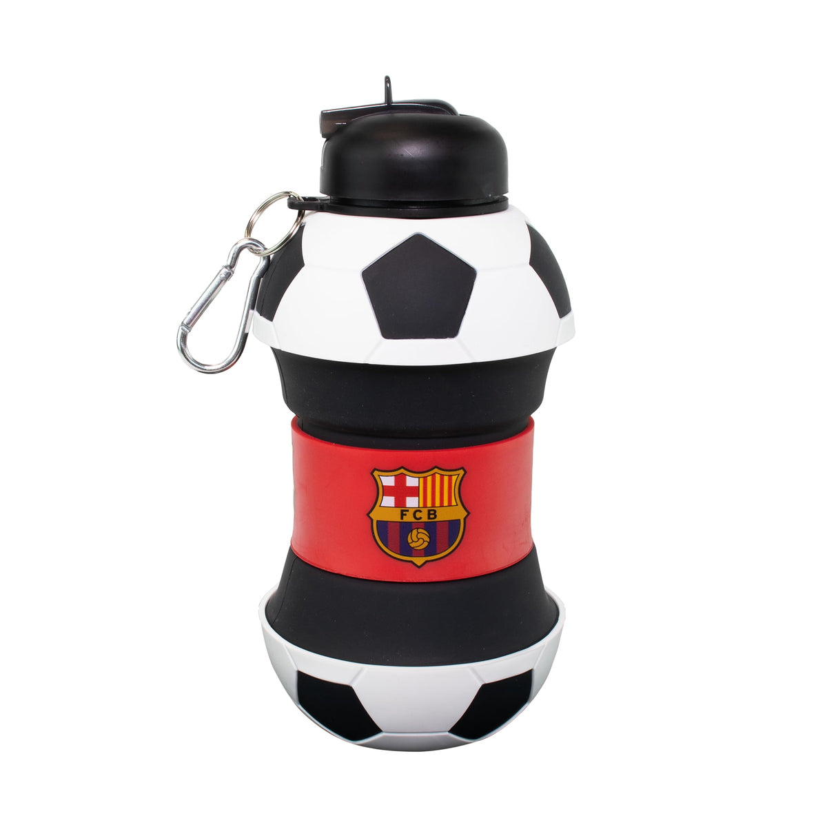 Maccabi Art Clip-On Collapsible 1 Liter, 34 oz. size BPA-Free Silicone Soccer Ball Large Water Bottle for Kids