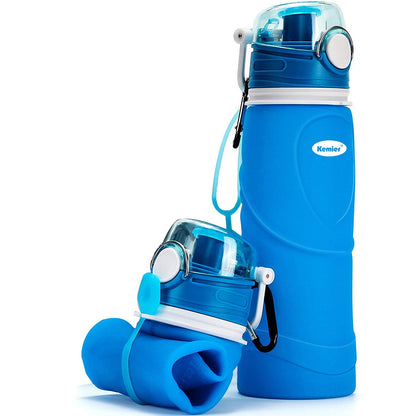 Collapsible Silicone Water Bottles-750ML,Medical Grade,BPA Free Travel Water Bottle Can Roll Up,26oz,Leak Proof Foldable Sports & Outdoor Water Bottles