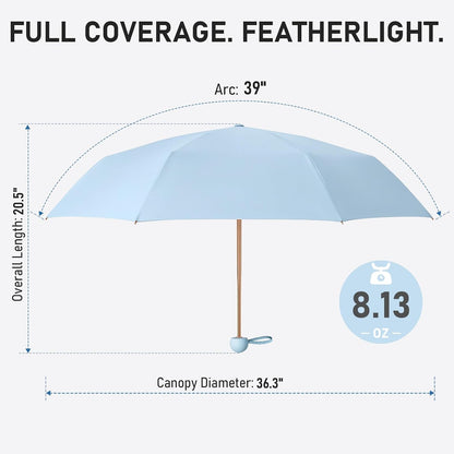 F3 MINI Travel Umbrella with UV Protection, Sun & Rain, 39" Arc