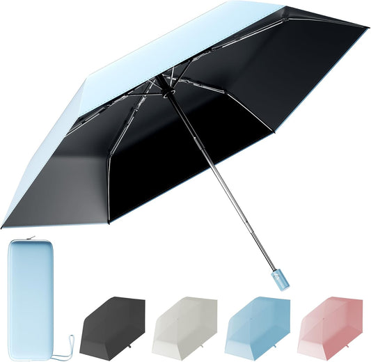 Moorrlii Automatic Folding Travel Umbrella - Compact Windproof Rainproof Sunproof UV Protection, One-Hand Open/Close, Fits Bag/Backpack/Suitcase, Unisex for All Scenarios