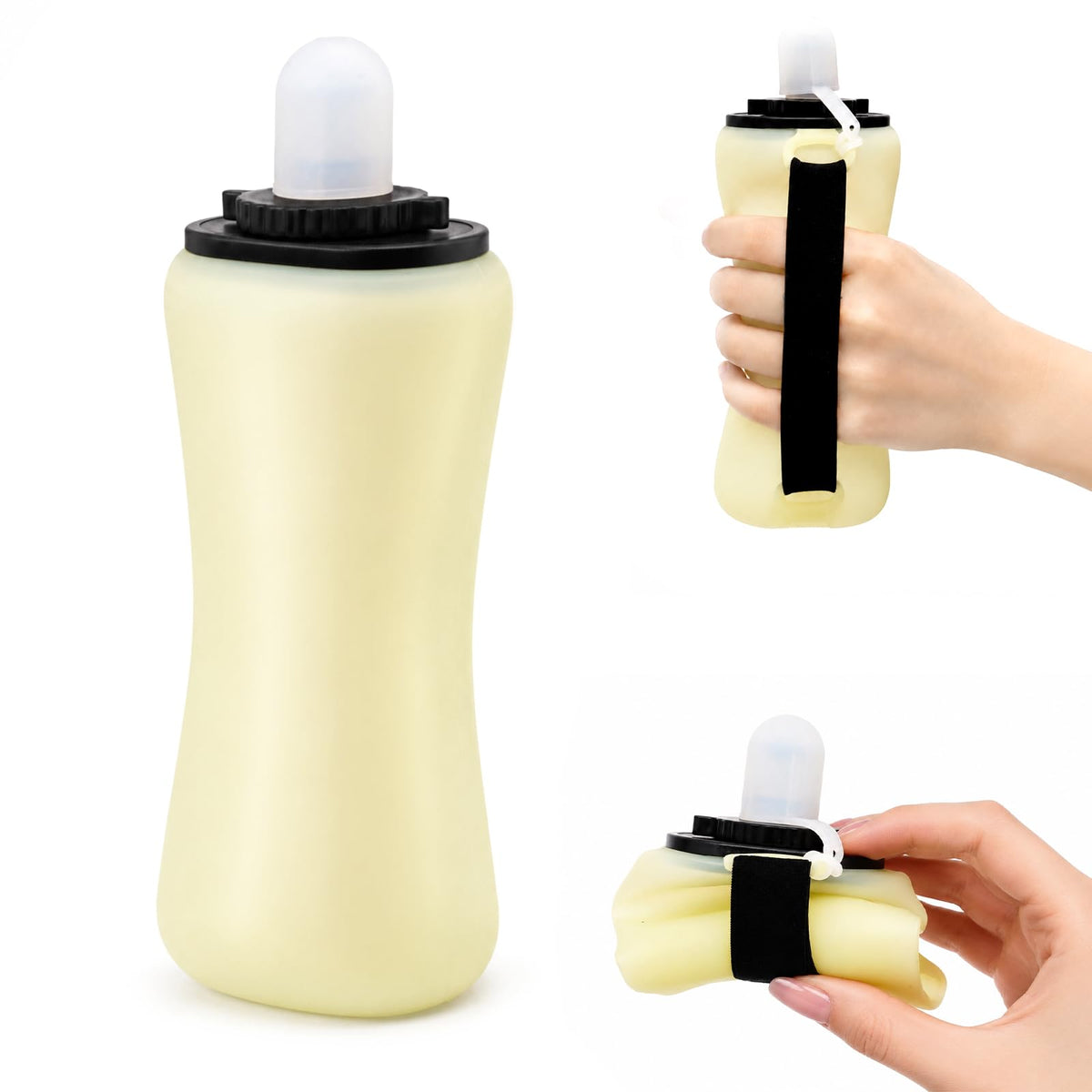 Handheld Running Water Bottle, 11.8OZ Collapsible Water Bottle