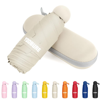 Yoobure Travel Umbrella Portable Compact Umbrellas, Pocket Mini for Purse, Umbrellas for UV Sun & Rain Small for Backpack, Umbrella with Case Folding for Kids Women