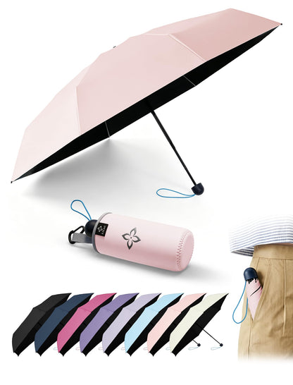 Mini Umbrella for Travel UPF 100+ UV Sun Compact for Purse Backpack