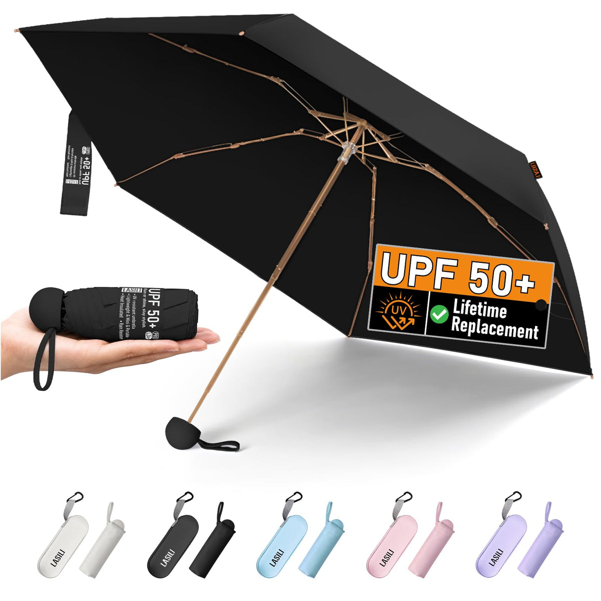F3 MINI Travel Umbrella with UV Protection, Sun & Rain, 39" Arc