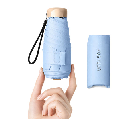 Compact Travel Umbrella, Mini Umbrella - UPF 50+ UV Protection & Waterproof, Windproof 6 Ribs Fiberglass, Pocket-Sized 6.3in Folded, Lightweight 7.05oz for Backpack Travel, Travel Essentials with Black Cooling Tech, for Women and Men, Perfect for Airplane