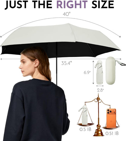 Umbrella Travel Size Mini Umbrella with UPF 100+ UV Rain Protection