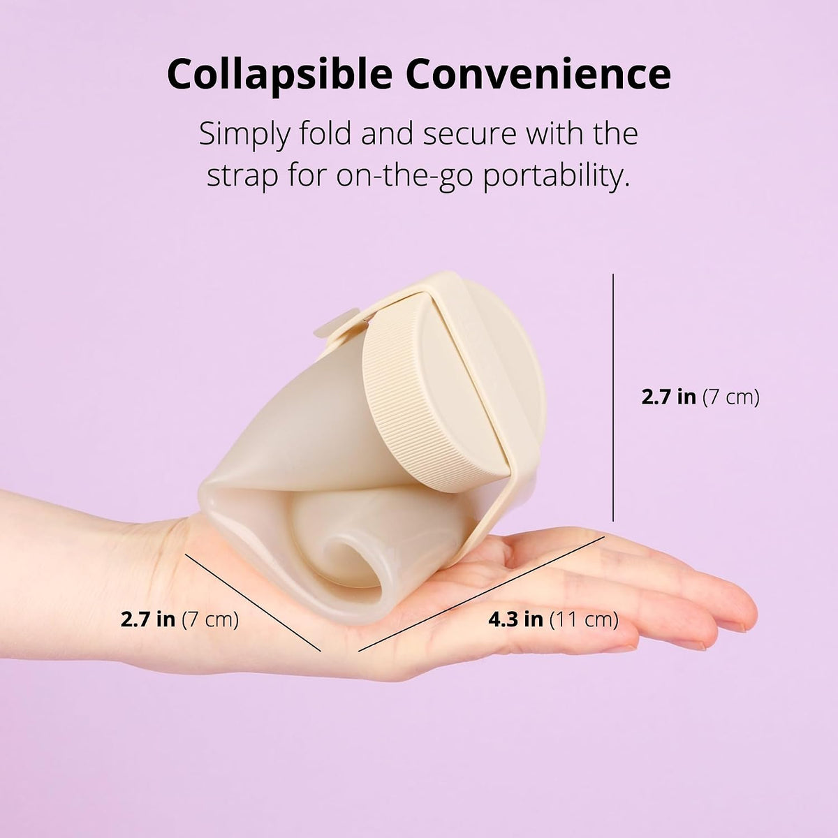 BLUE GINKGO Collapsible Water Bottle – Lightweight, Foldable Silicone Bottle for Travel, Hiking, and Camping (16.9oz, Made in Korea, Sand Beige)