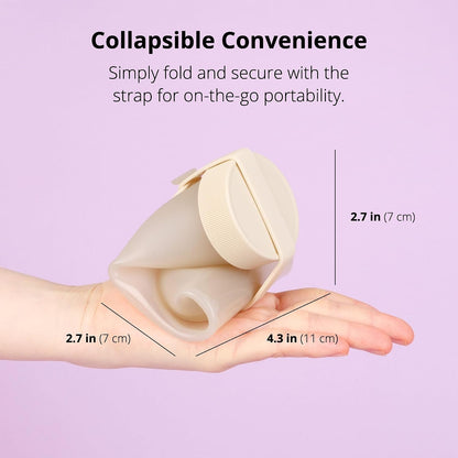BLUE GINKGO Collapsible Water Bottle – Lightweight, Foldable Silicone Bottle for Travel, Hiking, and Camping (16.9oz, Made in Korea, Sand Beige)