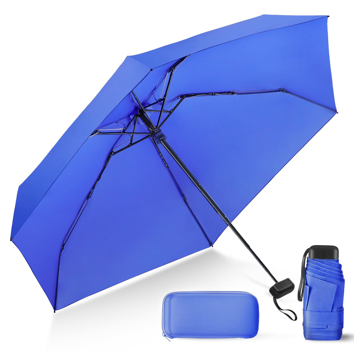 Mini Umbrella for Travel with Case Small Compact Sun Rain Tiny for Purse
