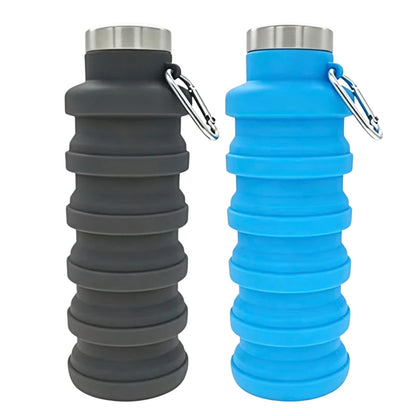 YCT Collapsible Water Bottle 17oz（500ml），Travel Portable Sport Water Bottle，Reusable Silicone Foldable Water Bottles for Gym Camping Hiking (Purple+Black)