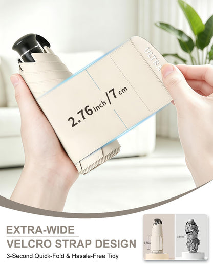 Mucat Mini Travel Umbrella with Retractable Handle