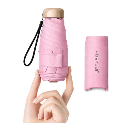 Compact Travel Umbrella, Mini Umbrella - UPF 50+ UV Protection & Waterproof, Windproof 6 Ribs Fiberglass, Pocket-Sized 6.3in Folded, Lightweight 7.05oz for Backpack Travel, Travel Essentials with Black Cooling Tech, for Women and Men, Perfect for Airplane