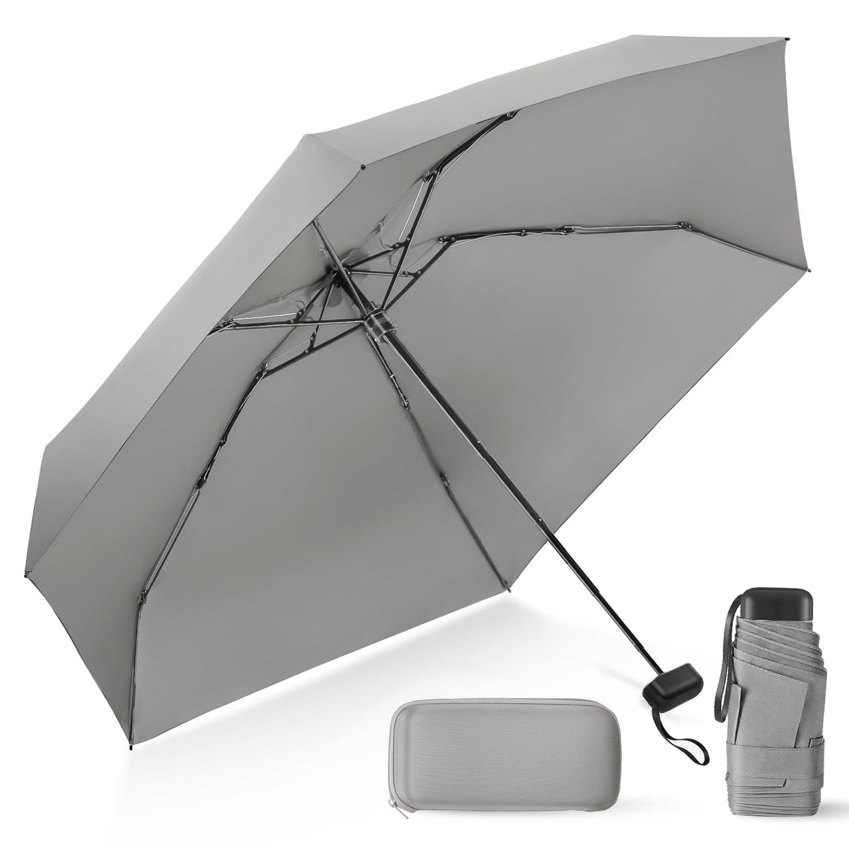 Mini Umbrella for Travel with Case Small Compact Sun Rain Tiny for Purse