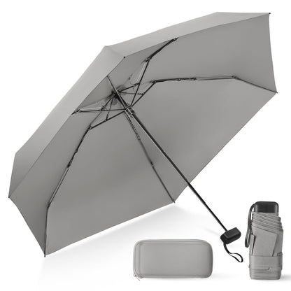 Mini Umbrella for Travel with Case Small Compact Sun Rain Tiny for Purse